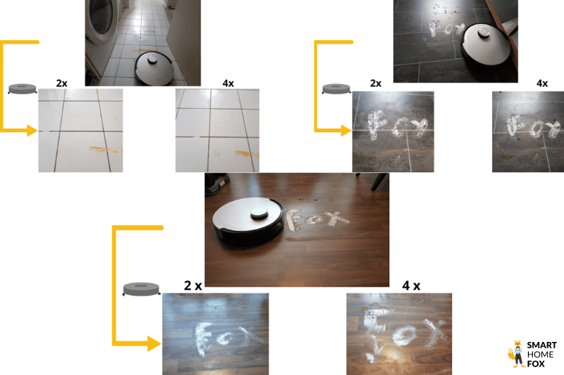 Das Wischergebnis des Ecovacs Deebot X1 OMNI wird übersichtlich dargestellt